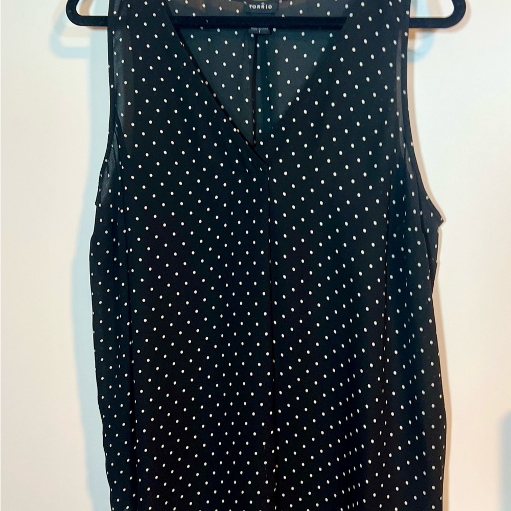 Torrid Black Sleeveless Polka Dot Blouse